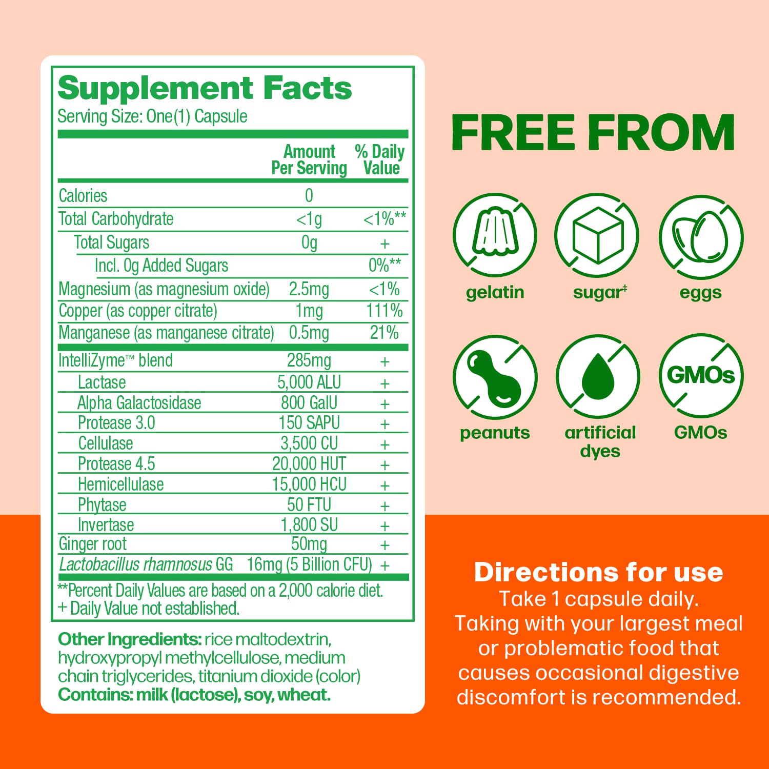 Culturelle Bloating & Gas Defense, Digestive Enzymes & Probiotics for Digestive Health, 30 Capsules, Supports Occasional Indigestion & Discomfort