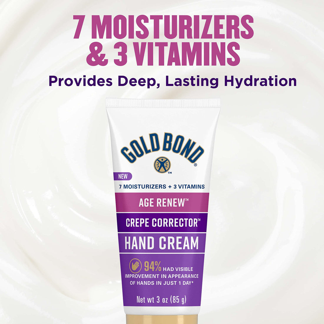 Gold Bond Age Renew Crepe Corrector Hand Cream, Replenishing & Smoothing Formula, 3 oz.