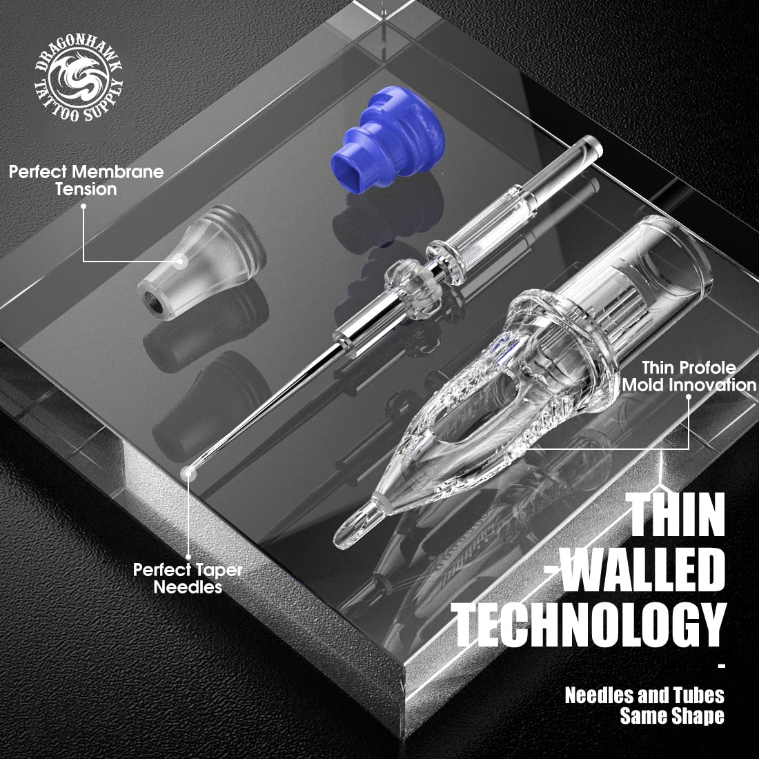 Dragonhawk Extreme Tattoo Needles - 20PCS Disposable Round Liner Cartridges 1207RL Professional Needles for Lining Work Fits Most Tattoo Machines