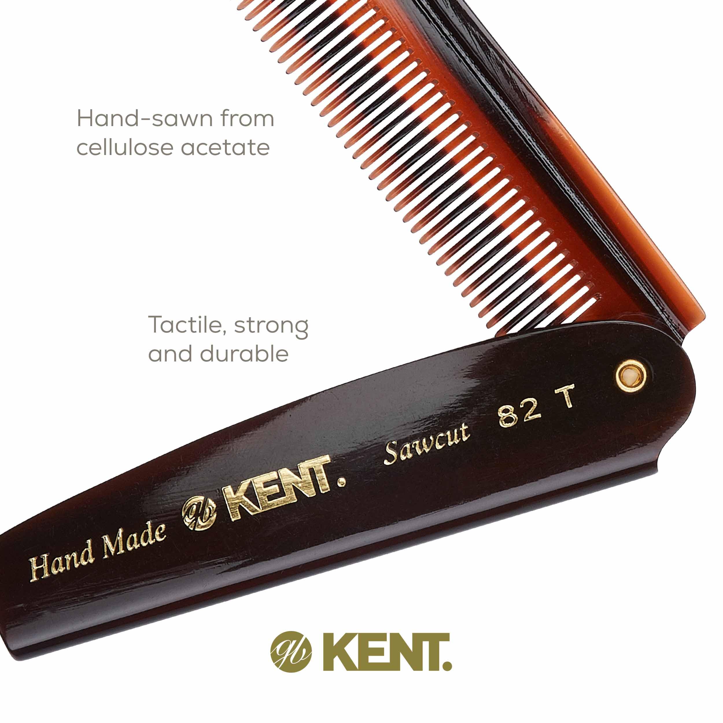 Kent Authentic Handmade Super fine Folding Comb, Dark Brown, 90mm