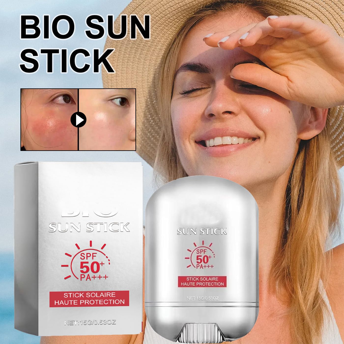 Peptide 9 Sun Stick SPF50+, Unisex Beach Defense Water-Resistant Peptide 9 Sunscreen Stick Pro, Refreshing Non Greasy and Easy to Apply