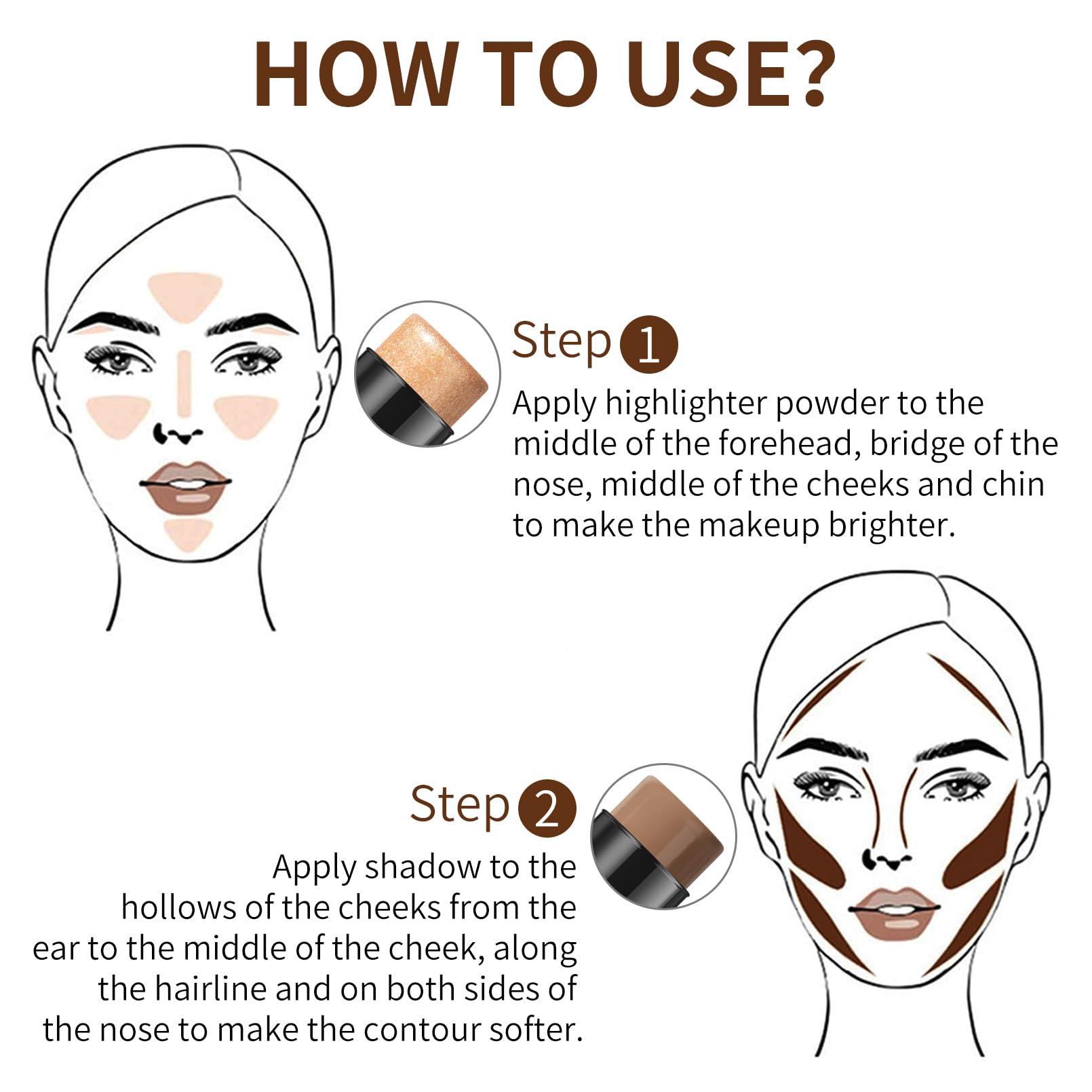 2 In 1 Cream Contour Stick Makeup with Built-In Brush, Makeup Concealer Stick for Women, Long Lasting, Waterproof, Matte (#05)