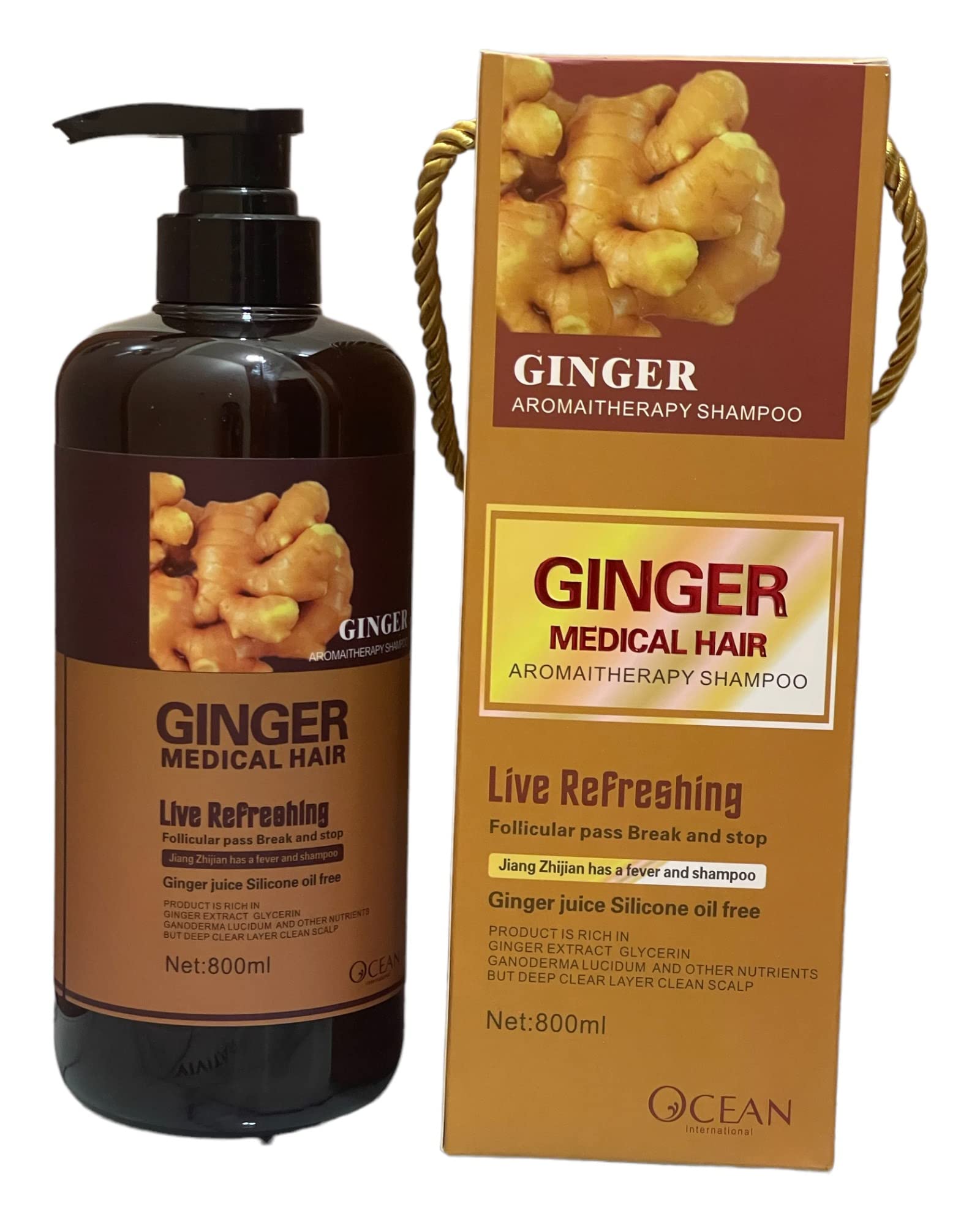 GINGER MEDICAL HAIR SHAMPOO, Promotes Hair Strength & Thickness with increased volume & reducing breakage (800 ML) WITH HERBAL INGREDIENTS (Shampoo), 27.0 Fl Oz, 1