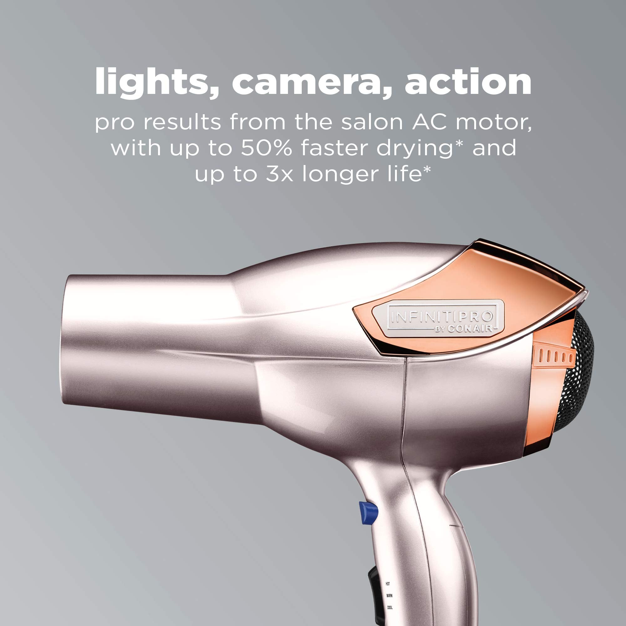 Infiniti Pro by Conair 1875 Watt Lightweight AC Motor Styling Tool / Hair Dryer; Rose Gold