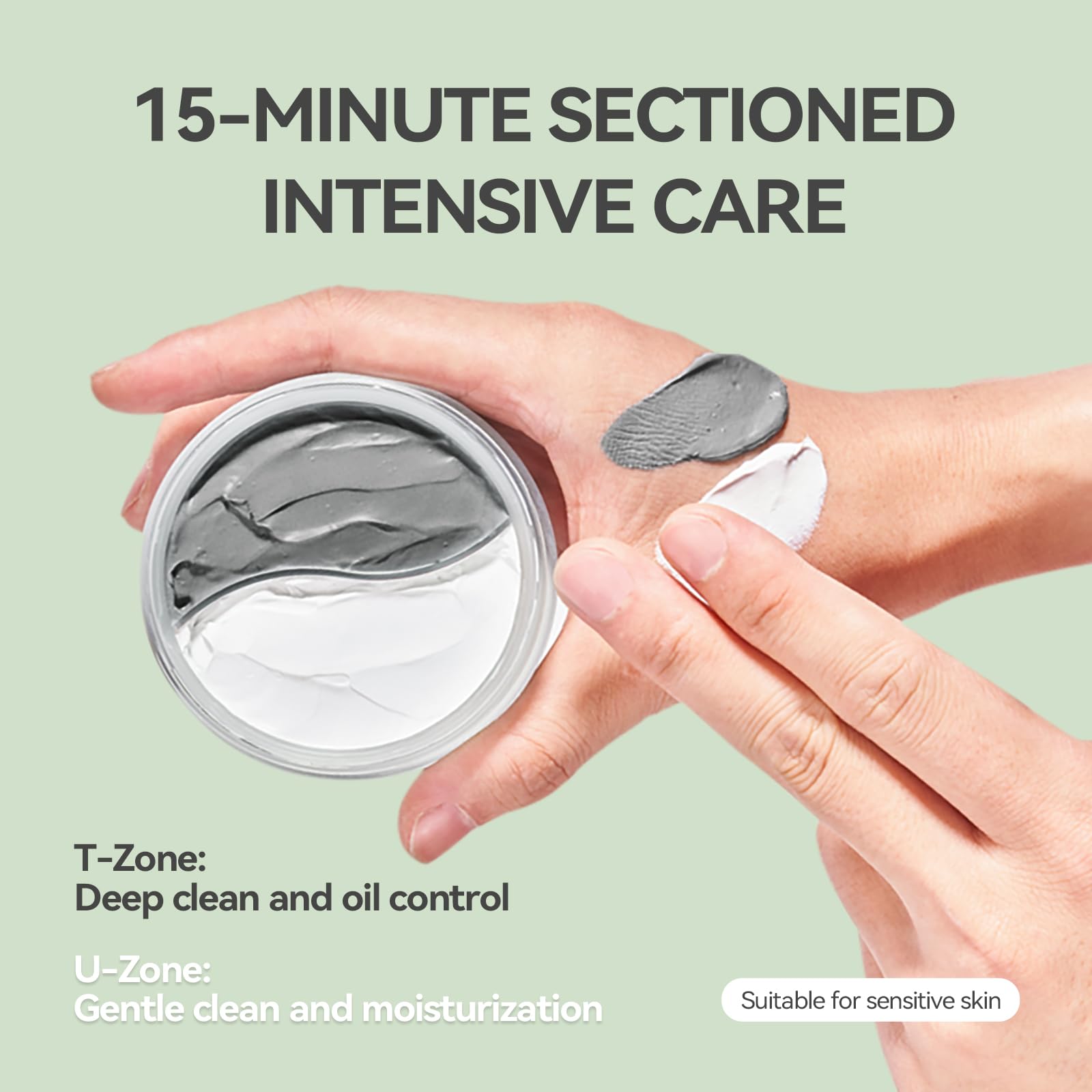 WNP Duo Cleansing Clay Mask with Niacinamide & Hyaluronic Acid – Deep Pore Cleanser for T-Zone & U-Zone, Blackhead Remover, Hydrating & Oil-Control Face Mask, 3.53oz