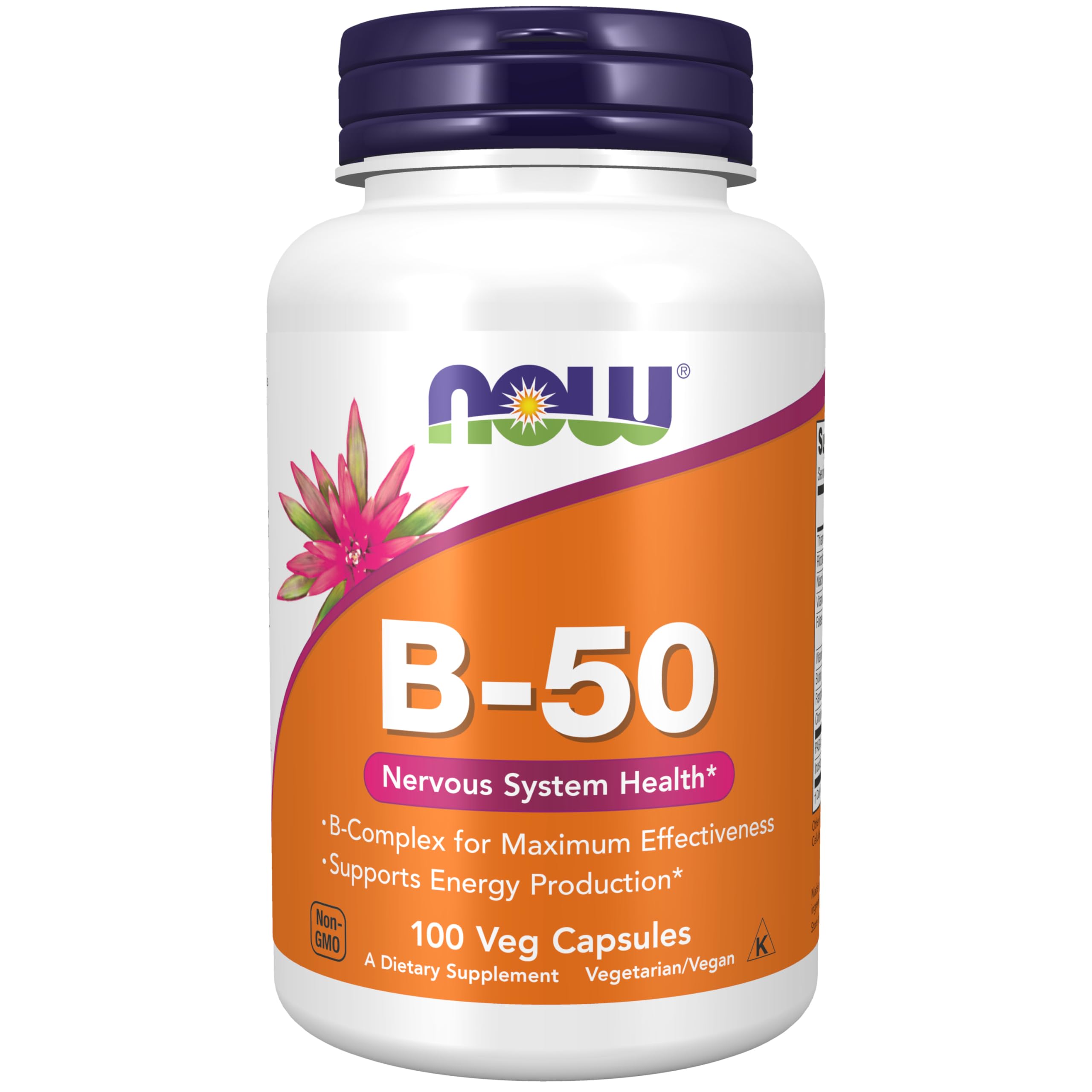 NOW Foods Supplements, Vitamin B-50 mg, Energy Production*, Nervous System Health*, 100 Veg Capsules