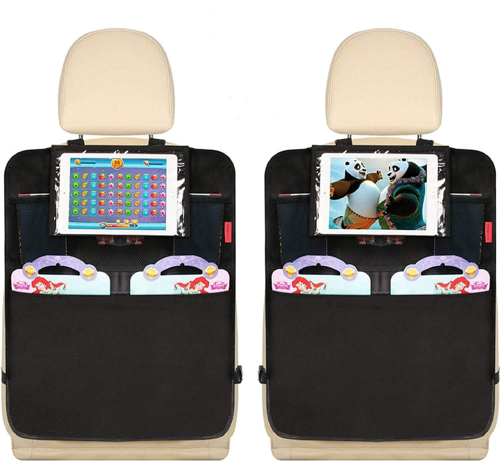 Kaiphy Car Backseat Organizer Premium Quality Car Kick Mats with 10 Tablet Holder - Extra Large Pocket- Sturdy Top 2Pack