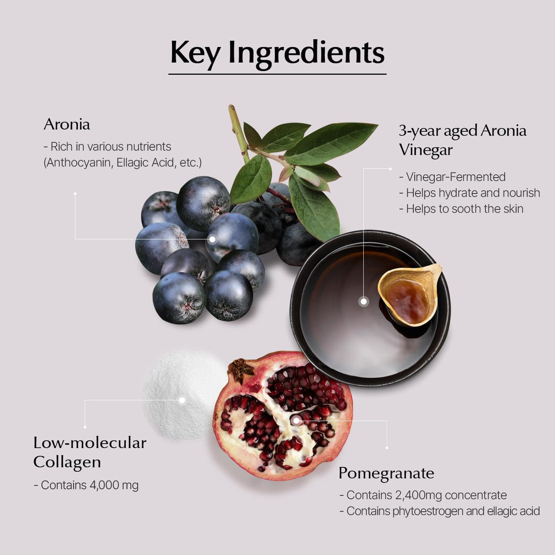 107 ARONIA Vinegar Low Molecular Collagen Jelly Stick l Vitamin, Collagen, Hyaluronic Acids, Elastin, Probiotic l Korean Beauty Collagen l Inner Beauty Collagen Sticks (20g x 14 Pouches)