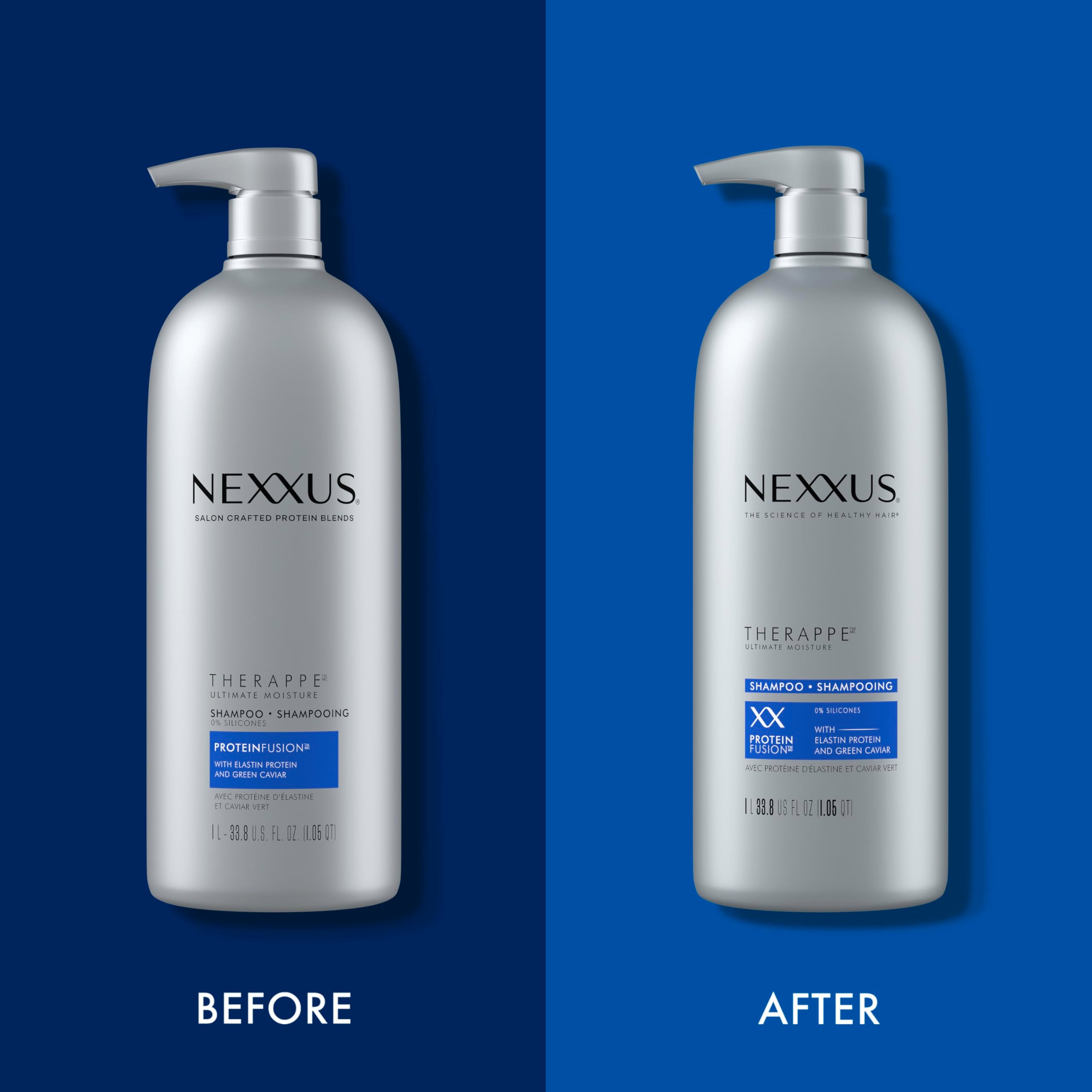 Nexxus Therappe Moisturizing Shampoo Ultimate Moisture for Dry Hair Silicone-Free, Moisturizing ProteinFusion with Elastin Protein and Green Caviar 33.8 oz