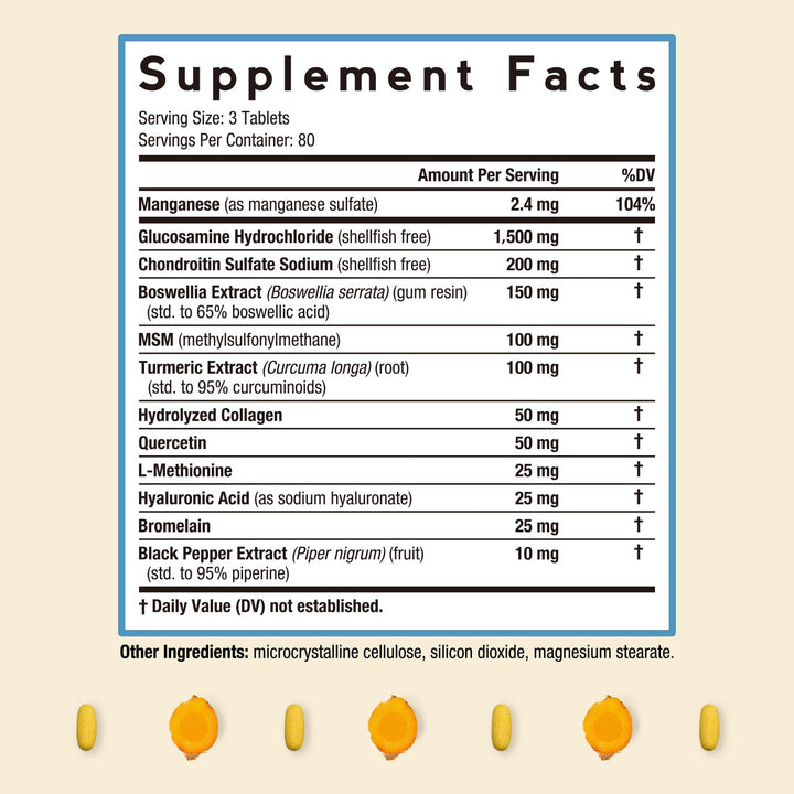 Doctor's Recipes Glucosamine Chondroitin MSM Turmeric Quercetin, Joint Support Supplement for Men & Women, with Black Pepper for High Absorption, Complete Joint Care, No Shellfish, 240 Tablets