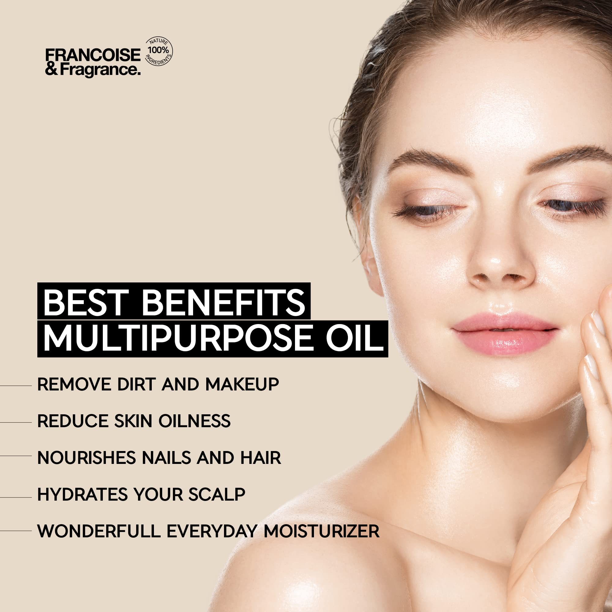 Francoise K-beauty cold pressed Unrefined Virgin Jojoba Oil Ampoule for face Organic 100% pure Oil for Moisturizing, Natural, Itchy Relief, Eczema, Sensitive Skin Care (Jojoba Oil Ampoule 1.6fl oz)