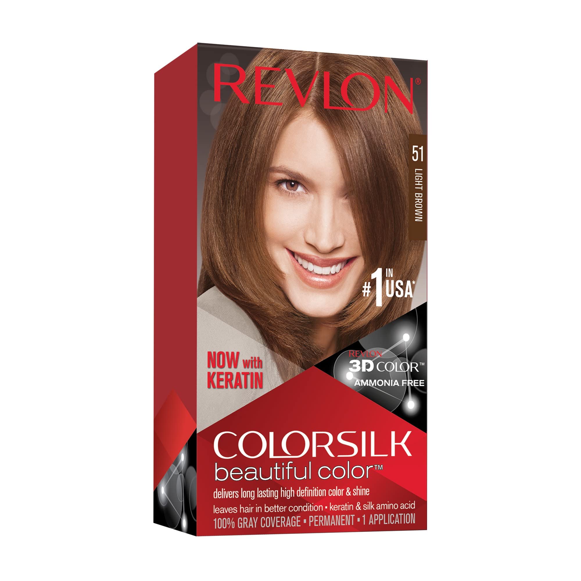 Revlon Colorsilk Hair Color 51 Light Brown, Pack of 5
