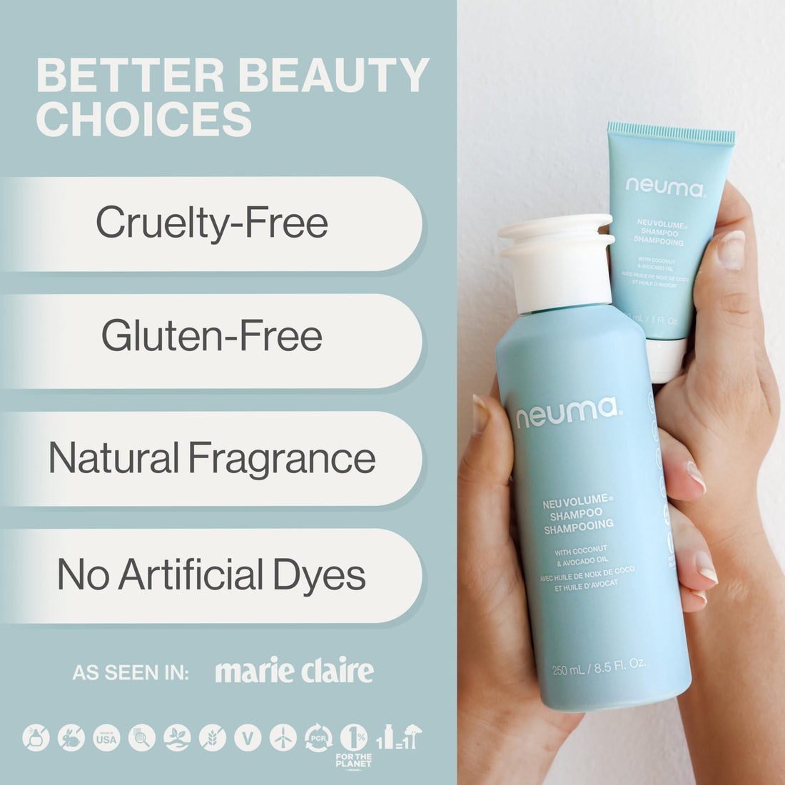 NEUMA Neu Volume Shampoo 1 Fl. Oz. Fennel, Ylang Ylang, Patchouli, and Vanilla Scent, Travel Size Sulfate Free Shampoo