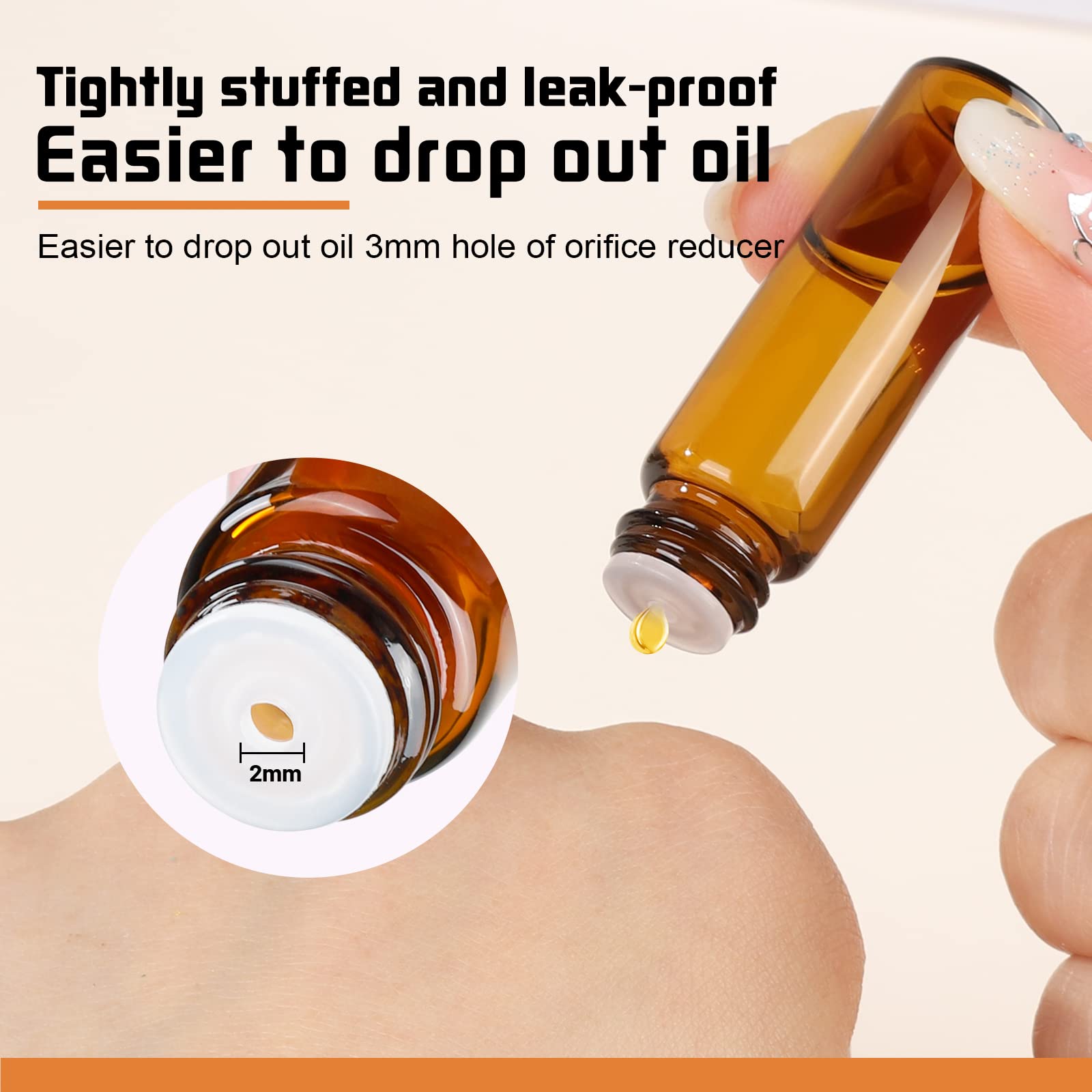 Teenitor 100pcs Essential Oil Bottles, 5ml Essential Oil Bottles Empty Glass Anointing Oil Bottles, Small 5ml Oil Vial, Sample Bottles for Essential Oil