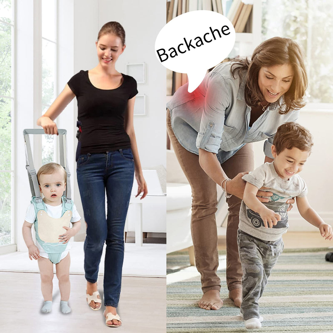 Huifen Baby Walking Harness, Handheld Kids Walker Helper with Detachable Crotch Adjustable Walker Harness Assistant Belt Baby Learning Walk Toddler Infant Walker 9-24 Months (Green)