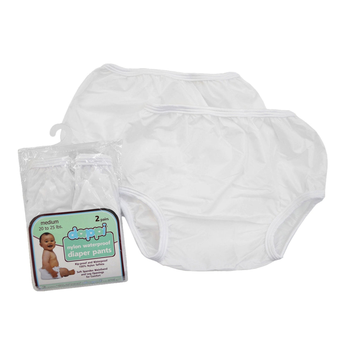 Reusable Waterproof 100% Nylon Taffeta Diaper Pants for Potty Training & Swimming, Leak-Proof & Rip-Proof, Medium (Fits 20 - 25 lbs), 2 Counts