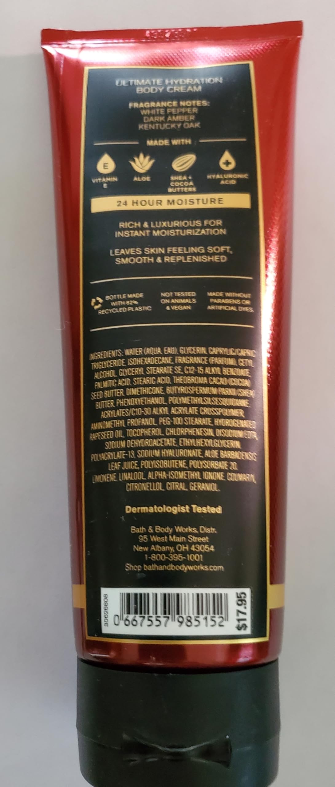 Bath & Body Works Men's Bourbon Ultimate Hydration Body Cream 8 Ounces Pack of 2