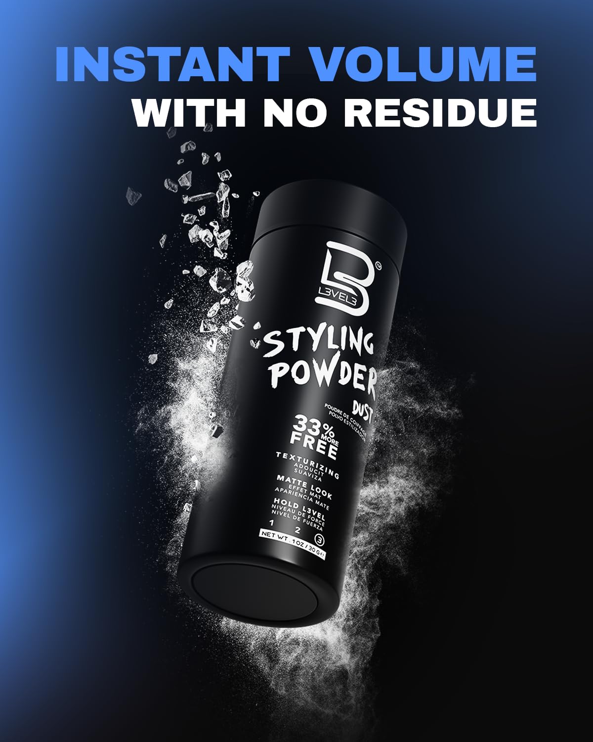 Level 3 Styling Powder - Natural Look Mens Powder L3 - Easy to Apply with No Oil or Greasy Residue - Level Three Delivers Matte Finish