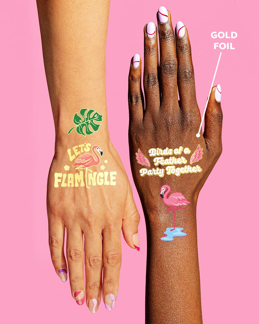 xo, Fetti Flamingo Temporary Tattoos for Kids - 50 Styles | Final Flamingle Bachelorette, Summer Birthday Party Supplies, Pool Party Favors, Palm Tree Pineapple Arts and Crafts