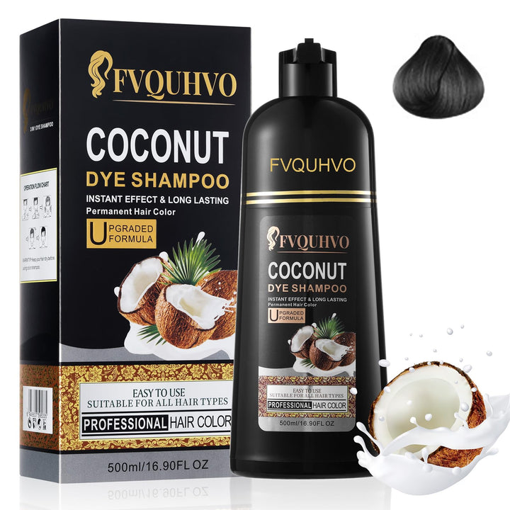 Fvquhvo Black Hair Dye Shampoo, Hair Color Shampoo for Gray Hair, Instant Black Hair Shampoo, Champu Para Canas, Shampoo Hair Dye for All Hair Types