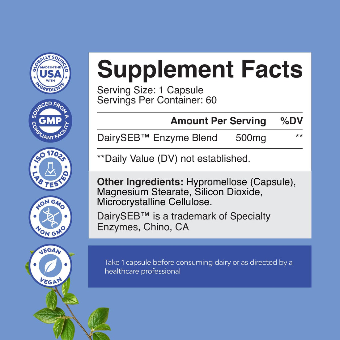 Fast Acting Dairy Relief Pills - Lactose Intolerance Pills with Multi Enzyme Complex for Gas Bloating & Digestive Support - Powerful Lactase Enzyme Blend for Carb Protein & Dairy Digestion 60