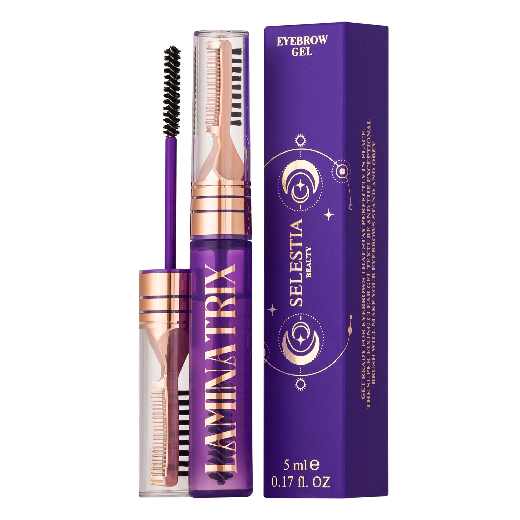 SELESTIA BEAUTY Clear Eyebrow Gel – Long-Lasting Formula for Laminated Look, Clump & Flake Free – Double-Sided Brush for Easy Application, 0.17 fl.oz. – Laminatrix