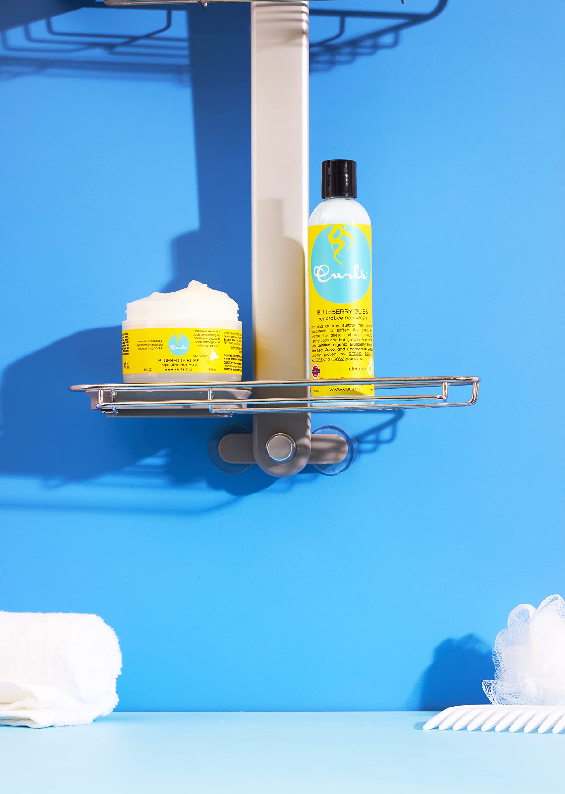 Curls Blueberry Bliss Reparative Hair Wash - 8 oz, Encourage Balanced Scalp, Rich and Creamy Sulfate-Free Cleanser, For Wavy, Curly, and Coily Hair Types