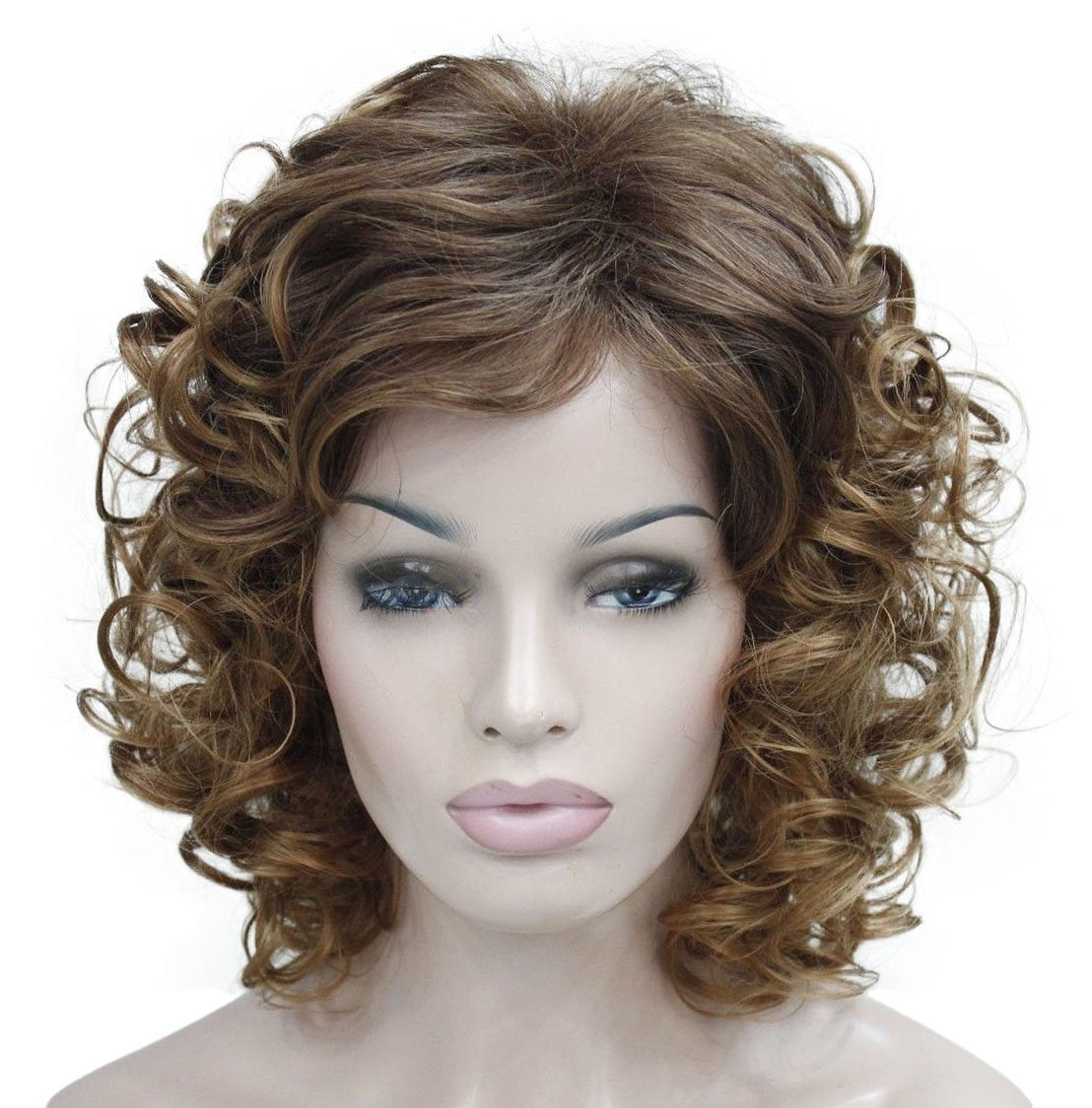 #27+33T27: Lydell Short Soft Super Curly Synthetic Wigs Layered Natural Movement Dark Auburn And Strawberry Blonde Mix