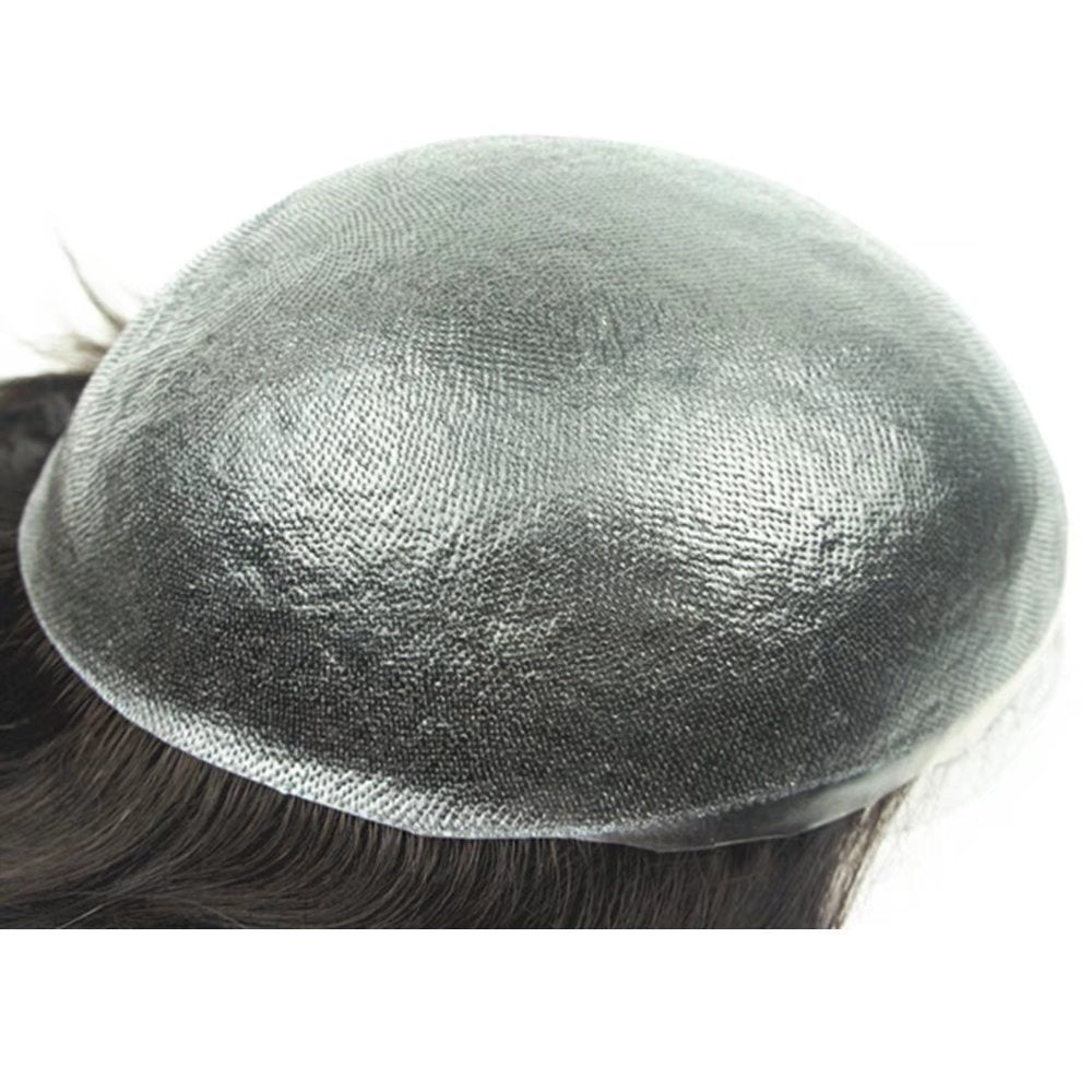 PU Skin Toupee for Men, N.L.W. European Human Hair Pieces for Men with 10 x 8 PU Thin 0.04cm Skin, 1B Off Black
