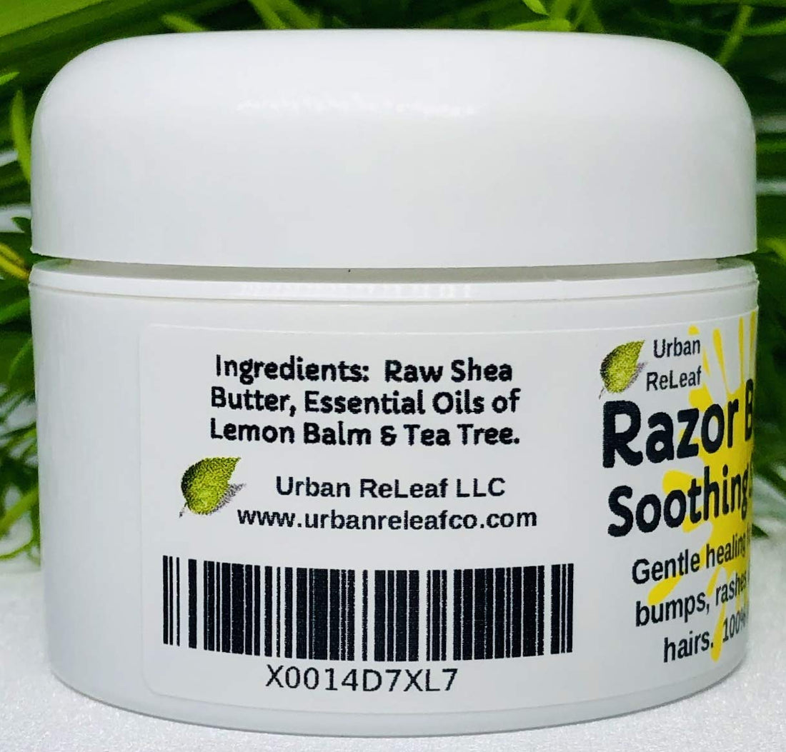 RAZOR BUMP Soothing Salve! 1 oz. Quickly heal bumps, rashes, ingrown hairs & razor burn. 100% Natural, Vegan. Pure Shea, Tea Tree, Lemon Balm. For face, neck, bikini, body!