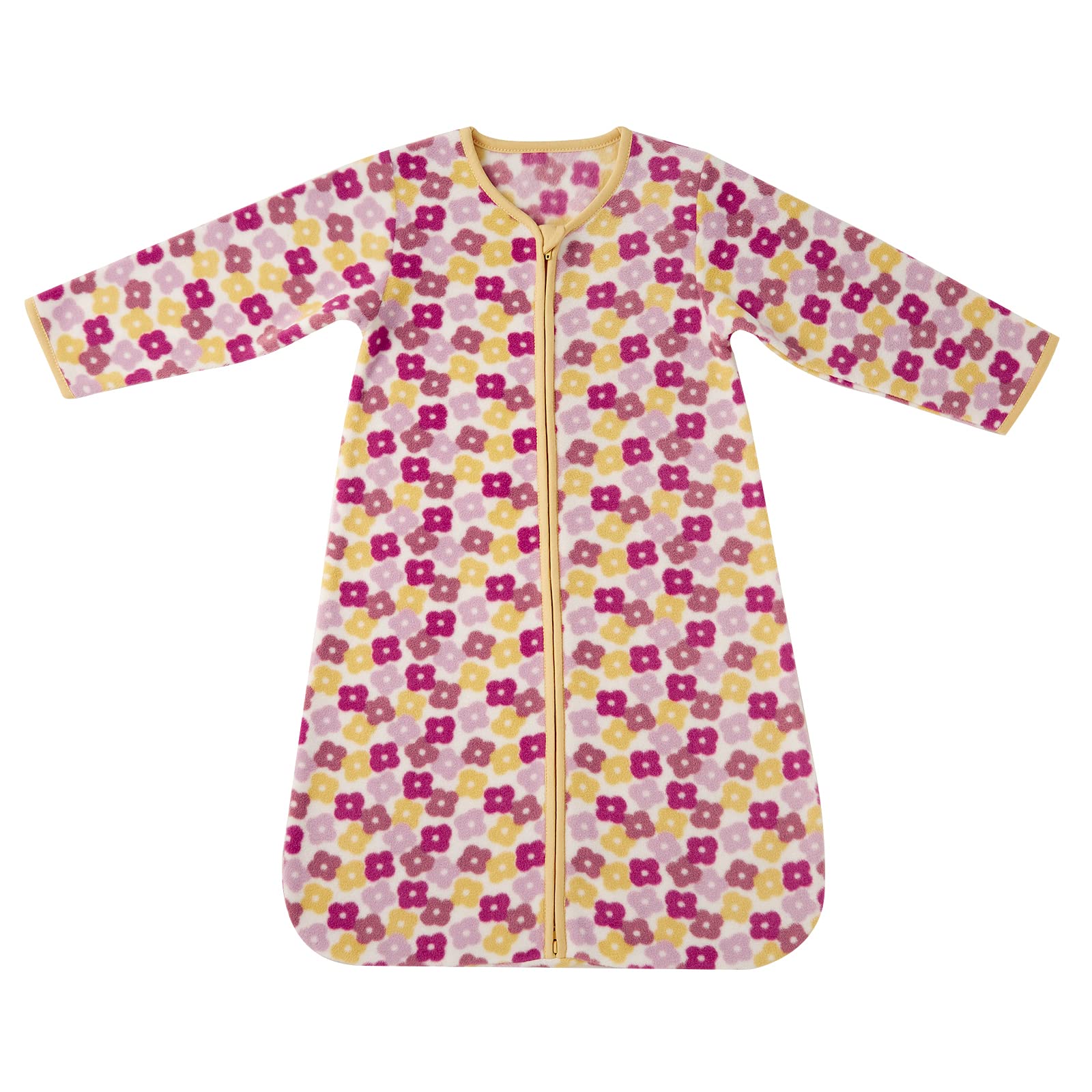 DaysU Micro Fleece Baby Sleep Sack 18-24 Months with Long Sleeves 1.5 TOG, Plush Warm Baby Wearable Blanket with 2-Way Zipper, Baby Girls Sleeping Bag for Toddler, Floral