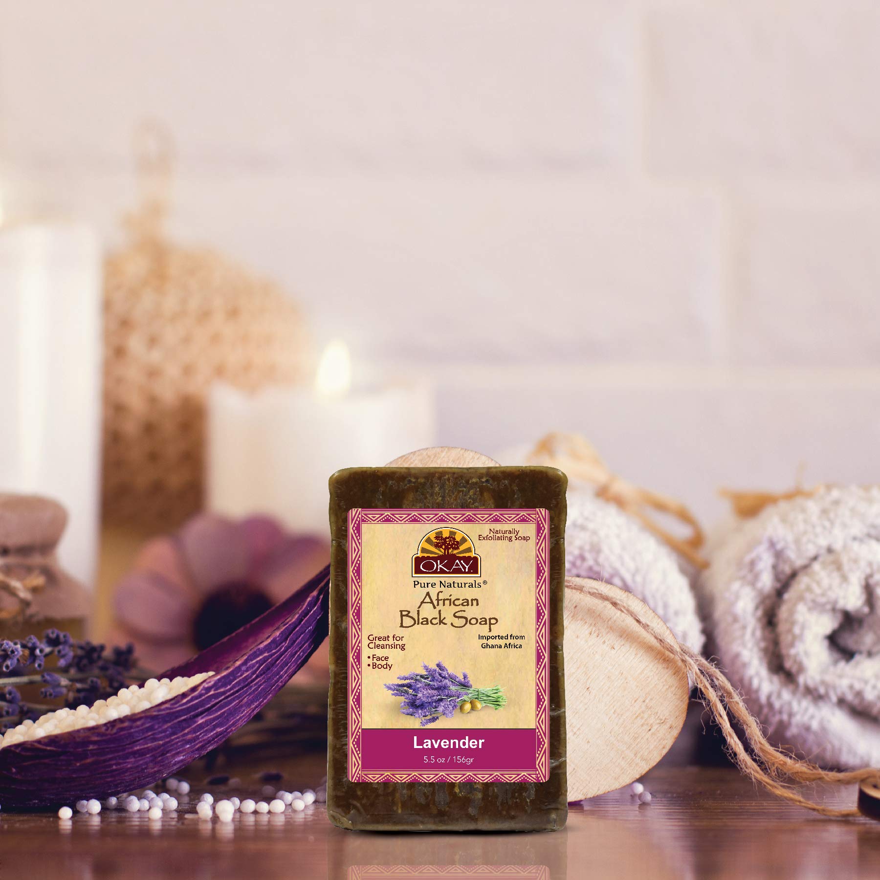 OKAY African Black Soap Lavender, Lavender, 5.5 Ounce