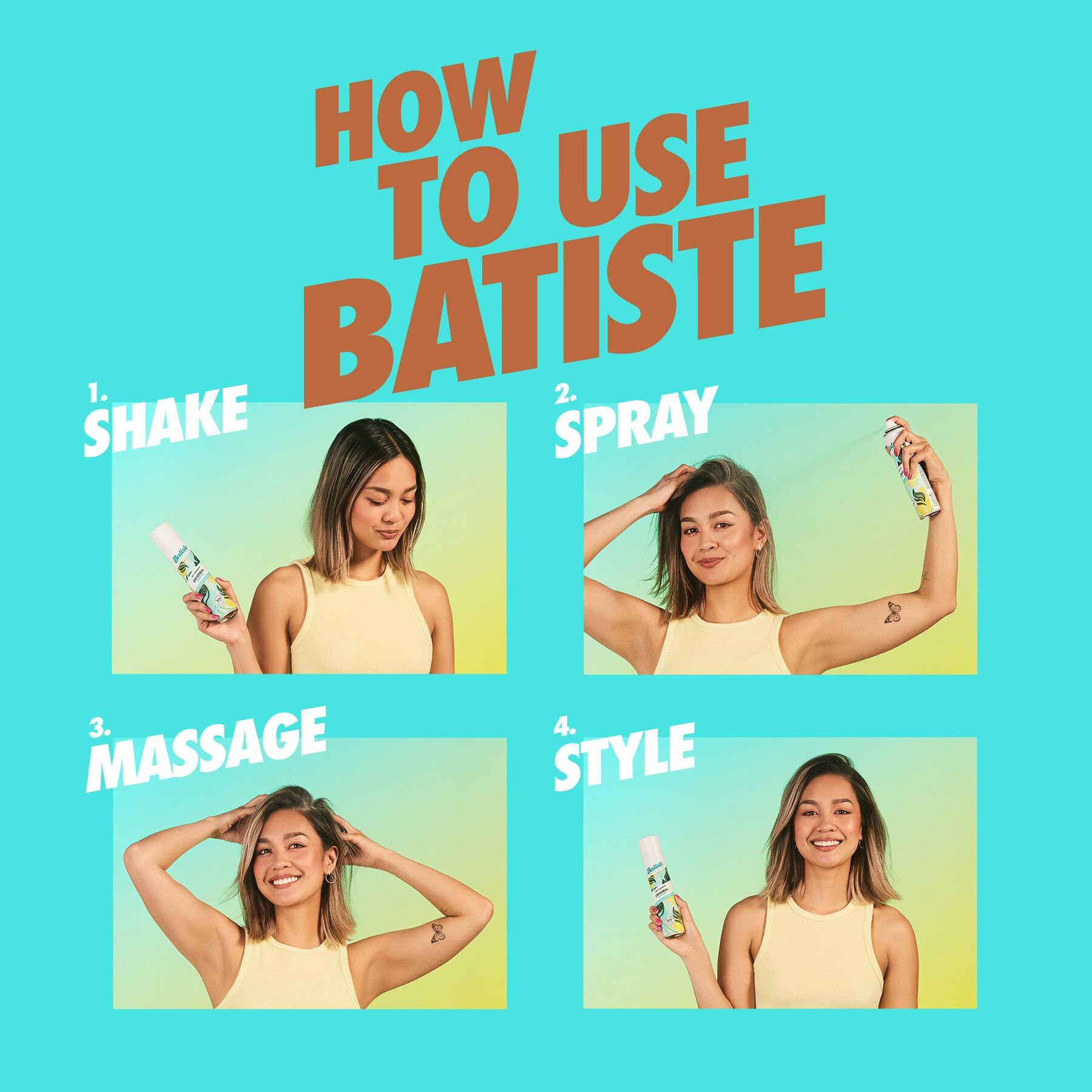 Batiste Tropical Dry Shampoo, Waterless Shampoo, 3.81oz 3 pack