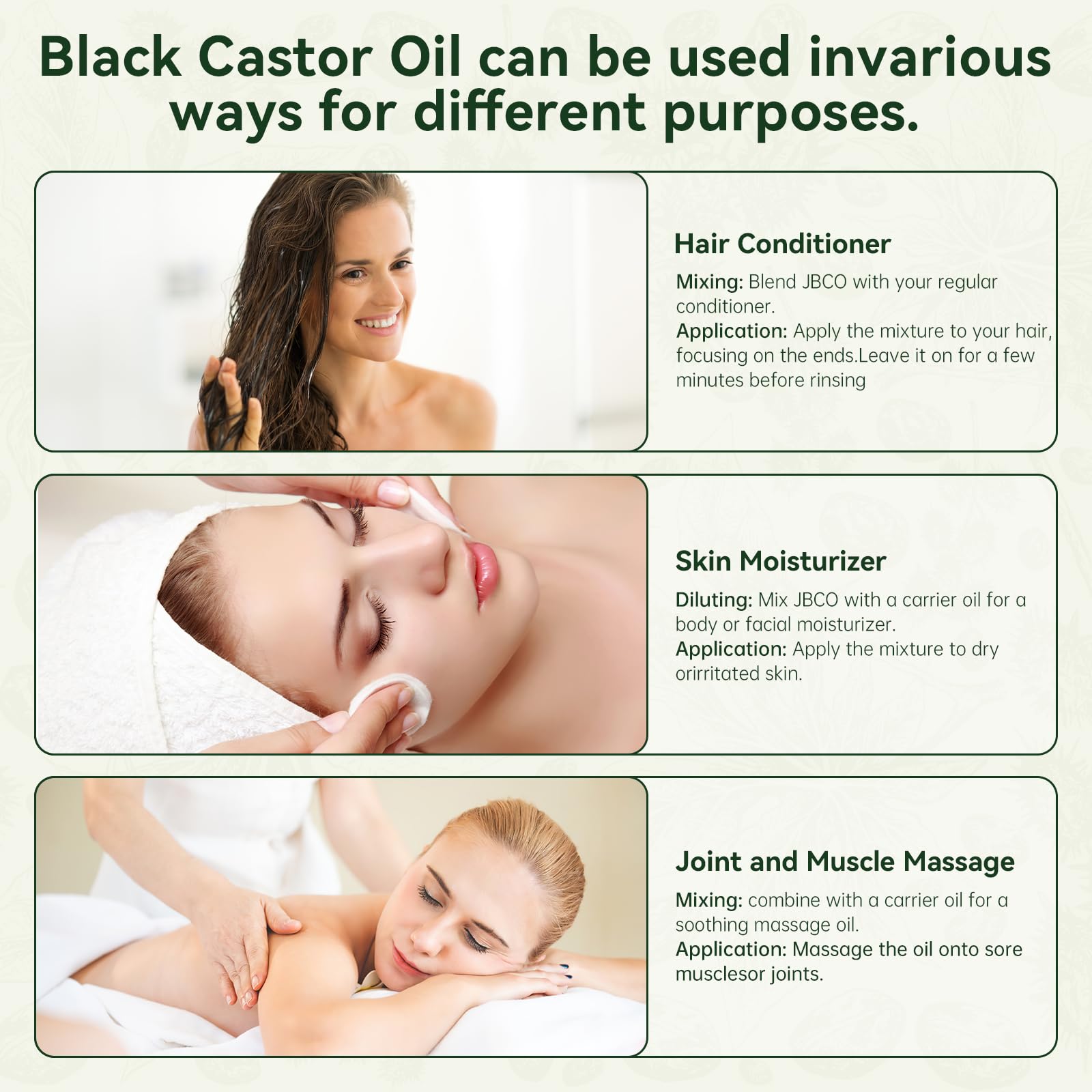 QIVHIGH Black Castor Oil for Hair Growth, Multipurpose Cold Pressed Natural Castor Oil for Hair and Skin, Eyebrow, Body Care,100% Pure Organic Black Castor Oils 1PCS