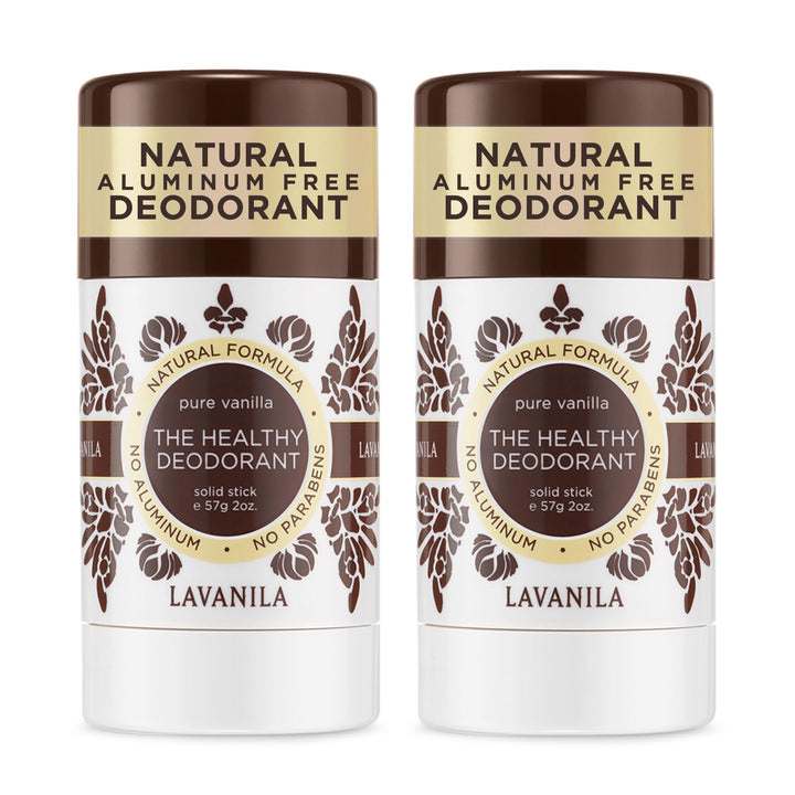 Lavanila Pure Vanilla Deodorant for Women 2-Pack (2 Oz Each) - Natural Aluminum Free Solid Stick Deodorant, Made In USA, Vegan