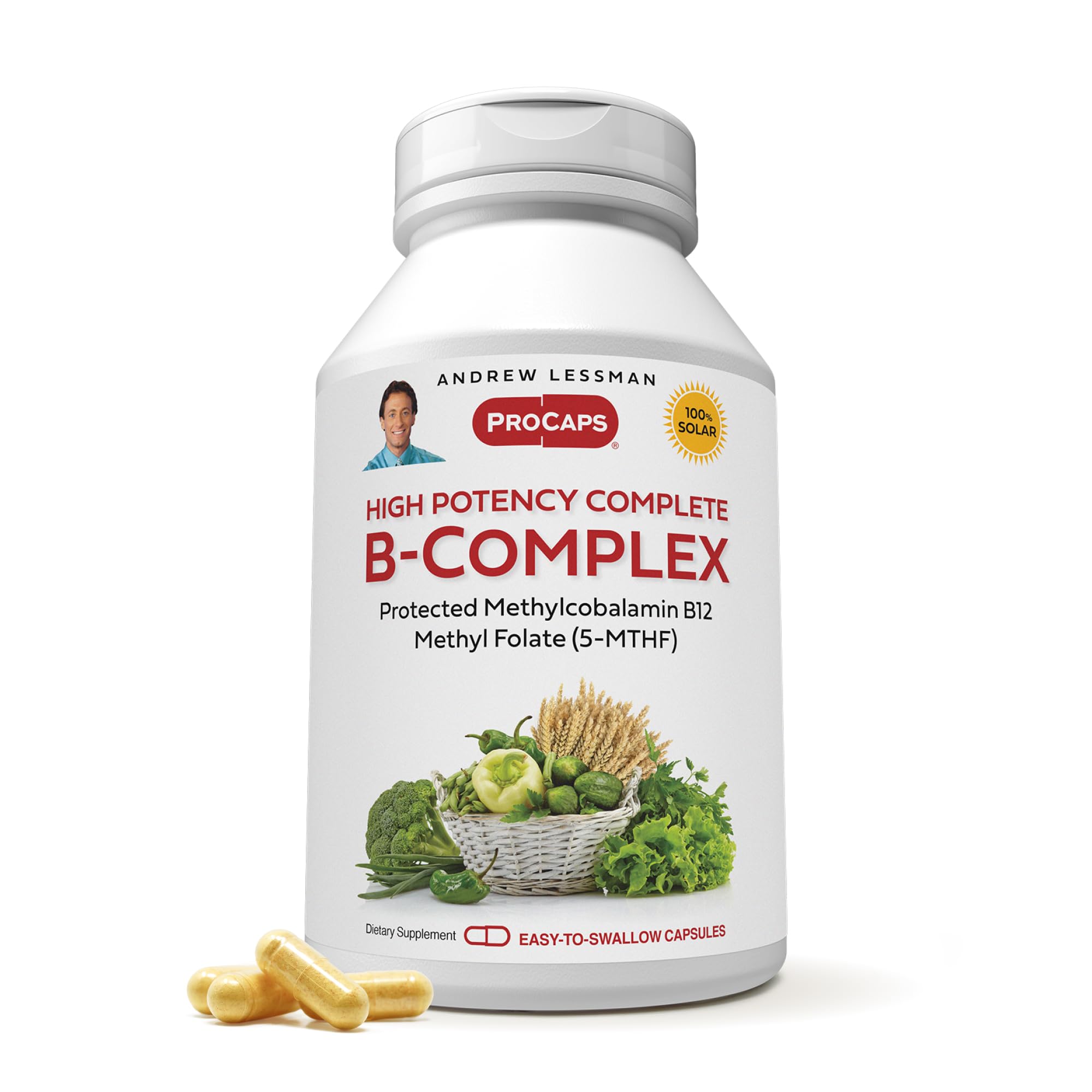 ANDREW LESSMAN High Potency B-Complex 180 Capsules - with High Levels of Folate Complex and Biotin, Promotes Cellular Growth, Energy, Immune Function, Detoxification, Fat Metabolism and More