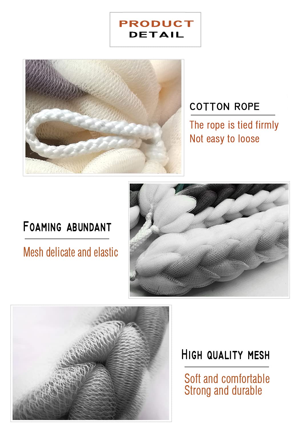 AARainbow 2 Packs Long Stretch Back Sponge with Rope Handles Back Scrubber Bath Shower Mesh Sponge Exfoliating Body Scrub Stretch Braided Loofah for Men and Women (Gray+Green)