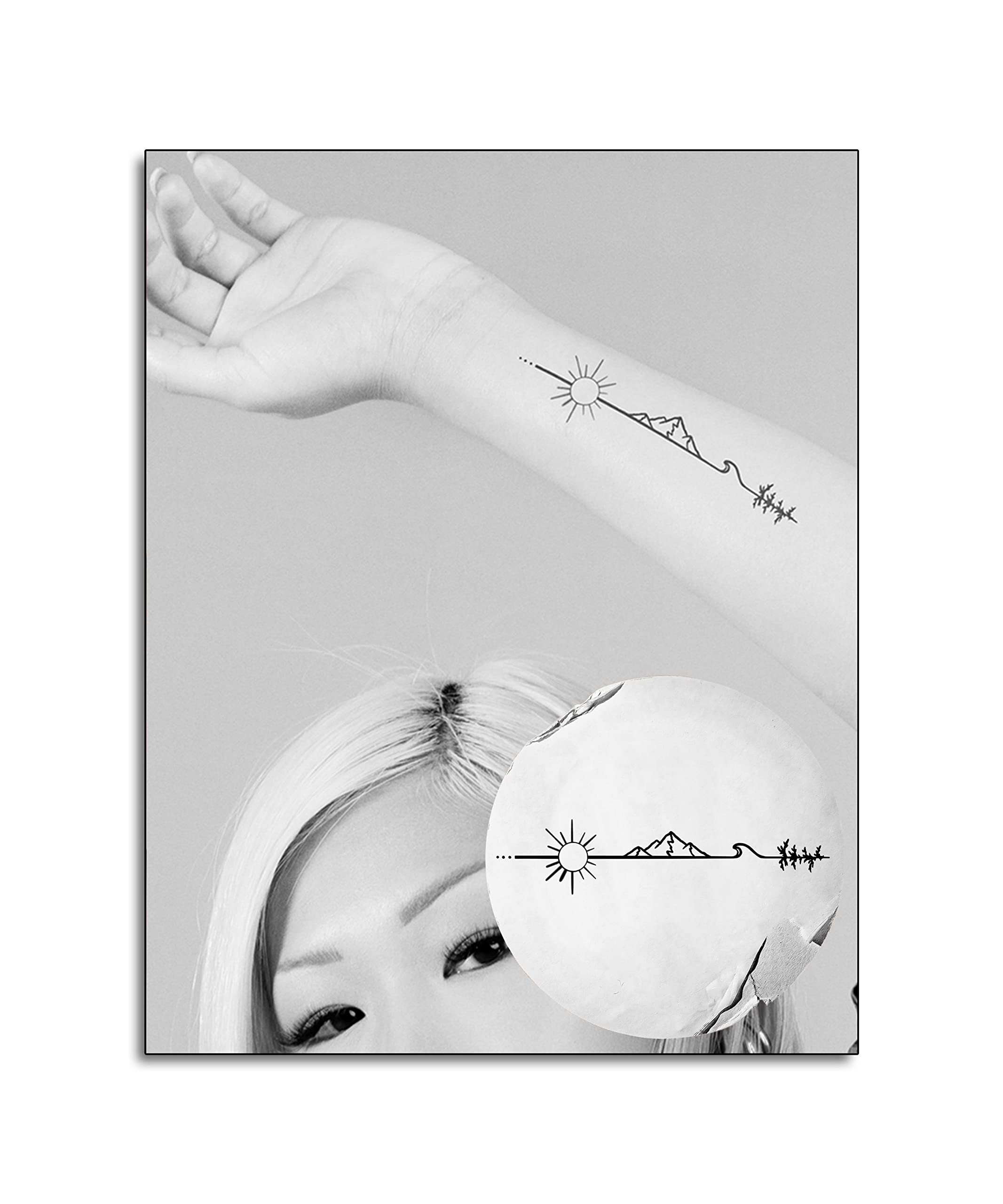 Inkbox Temporary Tattoos, Semi-Permanent Tattoo, One Premium Easy Long Lasting, Waterproof Temp Tattoo with For Now Ink - Lasts 1-2 Weeks, Earth Tattoo, 7 x 2 in, Anywhere