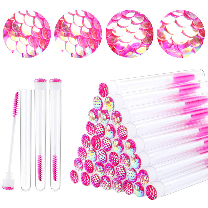 Dming 50pcs Eyelash brush Lash Wand Makeup tool Eyelash Extension supplies Cleaning brush Diamond Mascara scale d pink