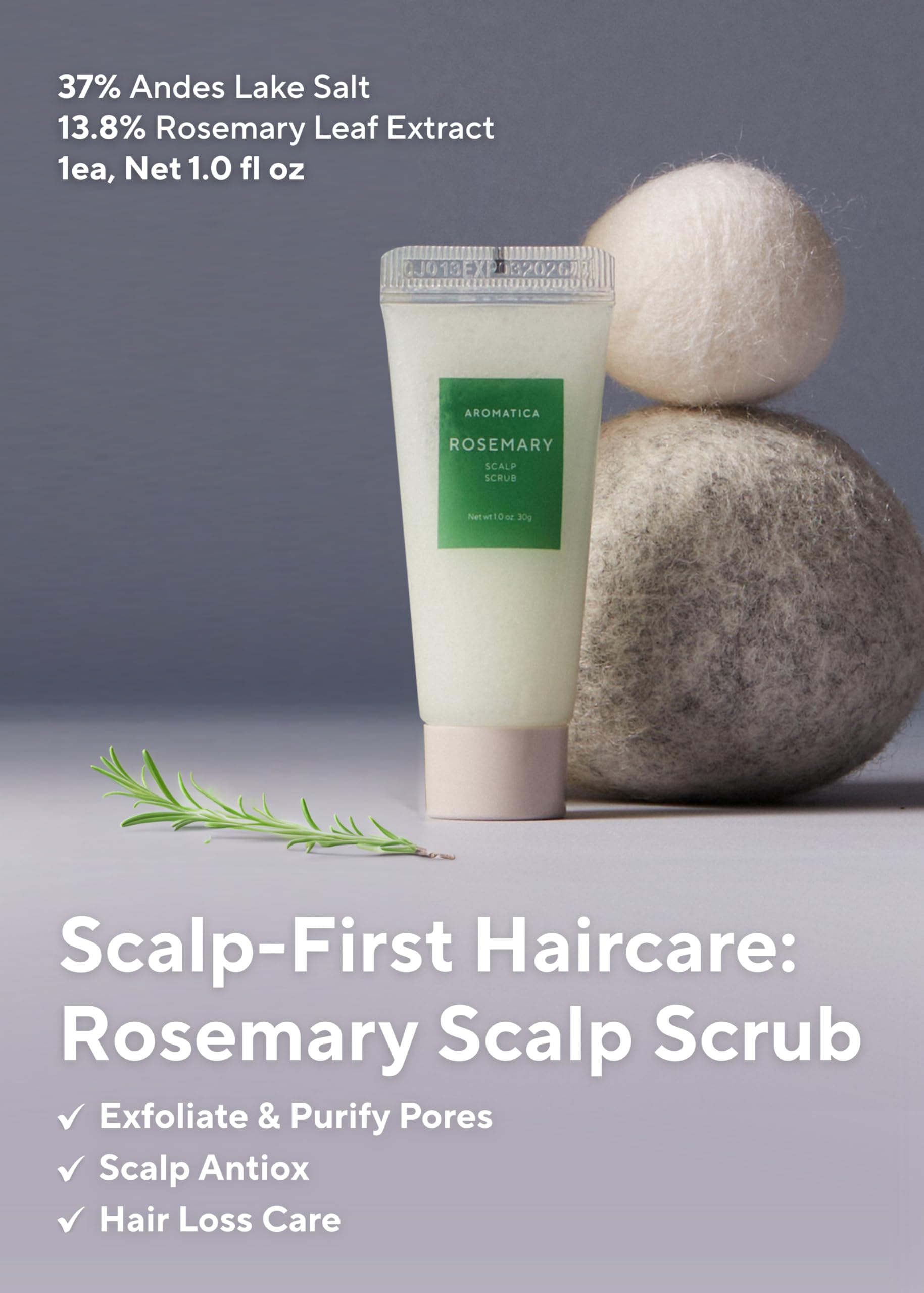 AROMATICA Rosemary Hair Care Holiday Gift Set - Shampoo for hair growth & Heat Protection Leave in Treatment & Scalp Treatment - Vegan and Silicone Free