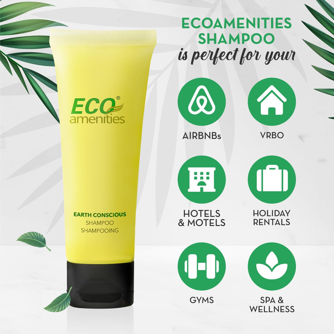 ECO amenities Travel Size Shampoo Bulk - 25 PACK, 30mL, 1 oz Hotel Shampoo Supplies for Guests - Green Tea Scent Eco Shampoo, Mini Shampoo with Flip Cap
