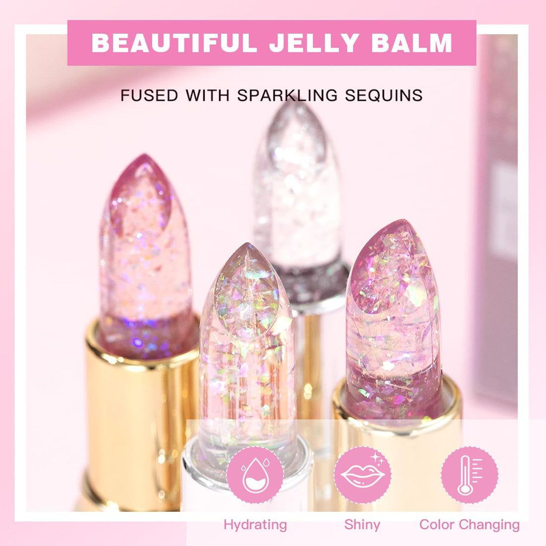 DLZZRS Glimmer Balm, pH Lip Balm, Magic Color Changing pH Lipstick, Moisturizing Tinted Lip Balm, Lip Glowy Balm, PH Reacting Lip Balm, Hydrates & Plumps, Pink Shimmer Lipstick (01# Colourless)