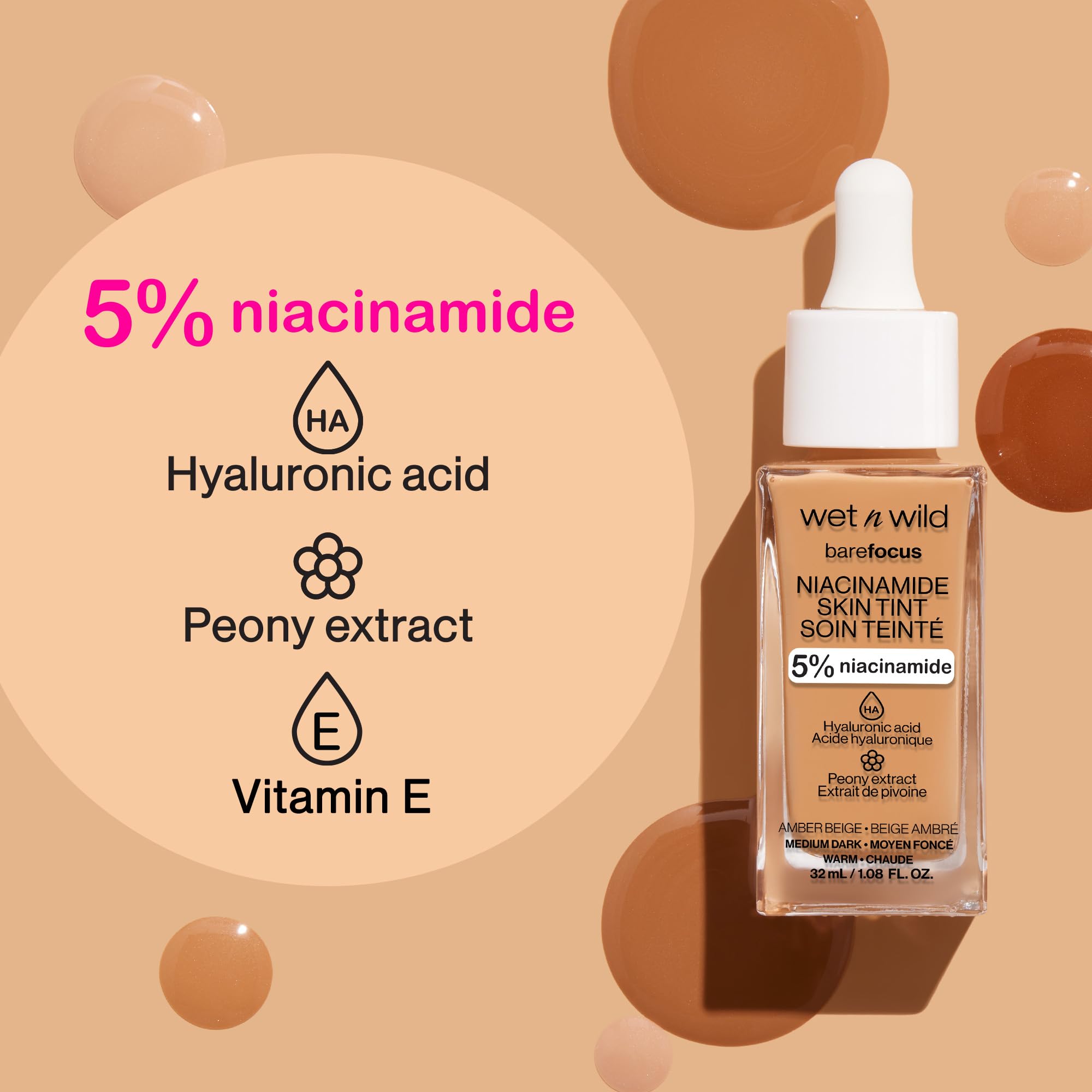 wet n wild Bare Focus Skin Tint, 5% Niacinamide Enriched, Buildable Sheer Lightweight Coverage, Natural Radiant Finish, Hyaluronic & Vitamin Hydration Boost, Cruelty-Free & Vegan - Fair