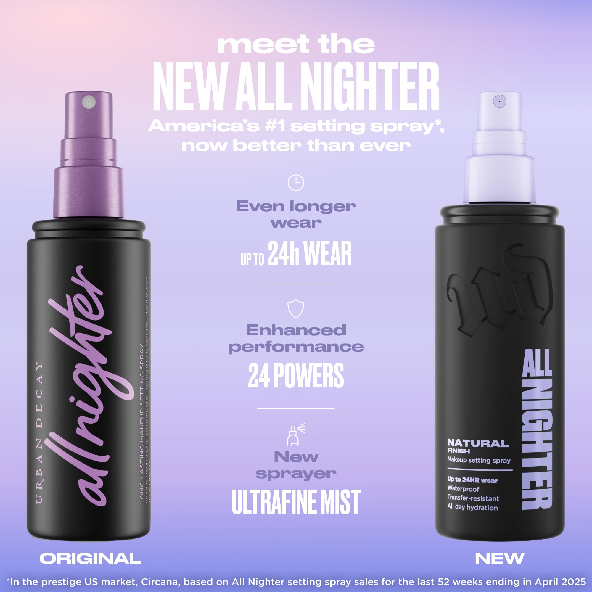 Urban Decay All Nighter Waterproof Makeup Setting Spray - Natural Finish, Up to 24HR Wear, Ultra-Fine Facial Mist, Hydrating Foundation Face Primer, Smudge-Proof, Transfer-Resistant - 4 fl oz