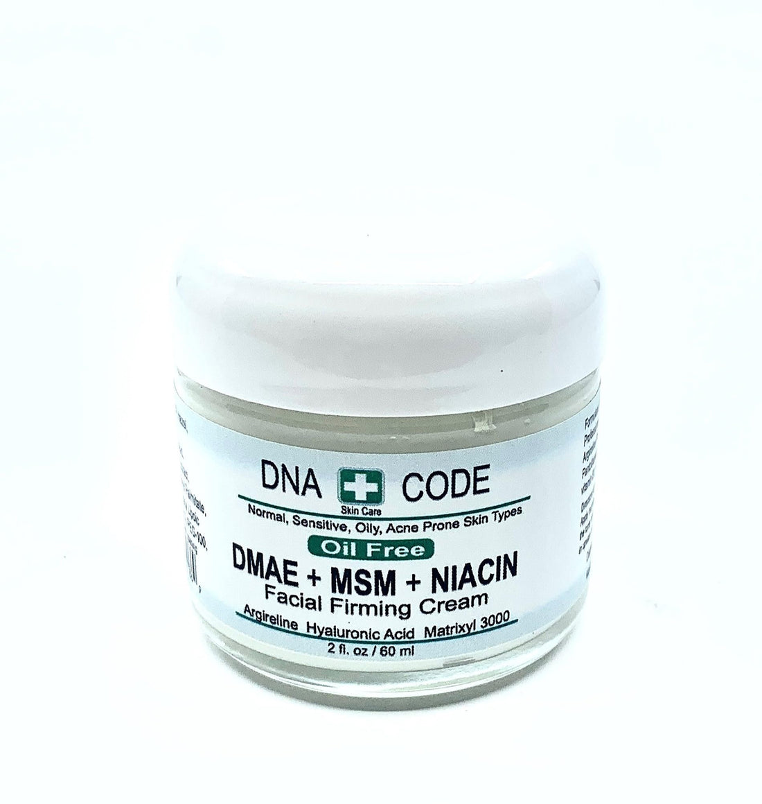 OIL FREE-DMAE+MSM+NIACIN Firming Cream, 100% Pure Hyaluronic Acid, Argireline, Matrixyl 3000
