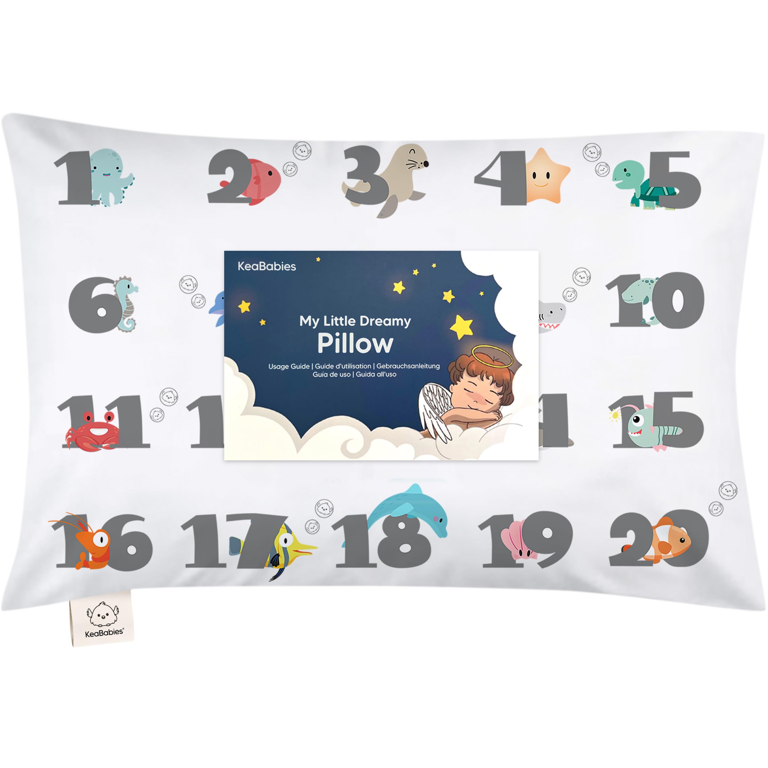 Toddler Pillow with Pillowcase - 13x18 My Little Dreamy Kids Travel Bed Pillows for Sleeping, Organic Cotton Small Pillowcase, Soft & Breathable, Machine Washable, Toddlers 2-5 Years Old (Kea123)