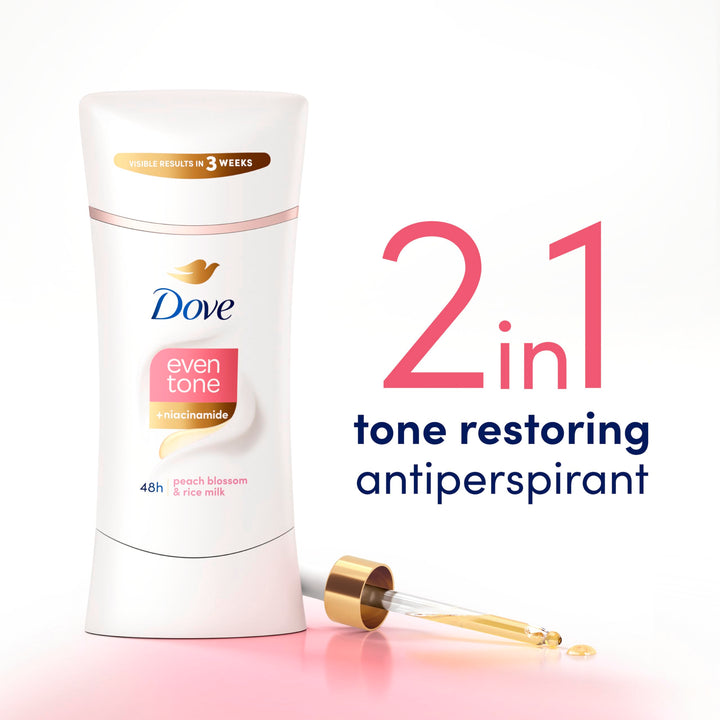 Dove Even Tone Antiperspirant Deodorant for Uneven Skin Tone Rejuvenating Blossom Sweat Block for All-Day Fresh Feeling, 2.6 oz, Pack of 3