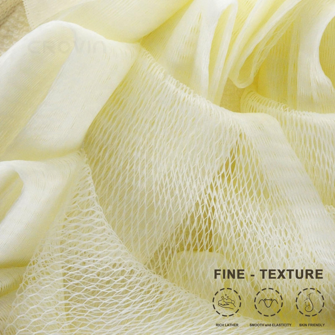 Crovin Bath Shower Pouf Sponge-4 Packs Eco-Friendly Exfoliating Mesh Pouf Sponge-Large 5X7 Premium Loofah Shower Scrubber For Men And Women-Elastic Hand Strap Body Brush To Soothe, Cleanse Your Skin