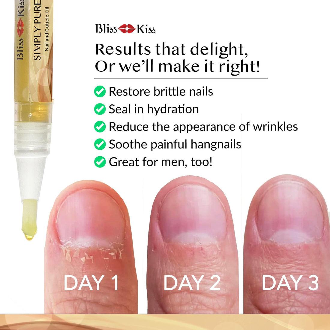 NEW Bliss Kiss Simply Pure Cuticle & Nail Oil Starter Kit - Vanilla