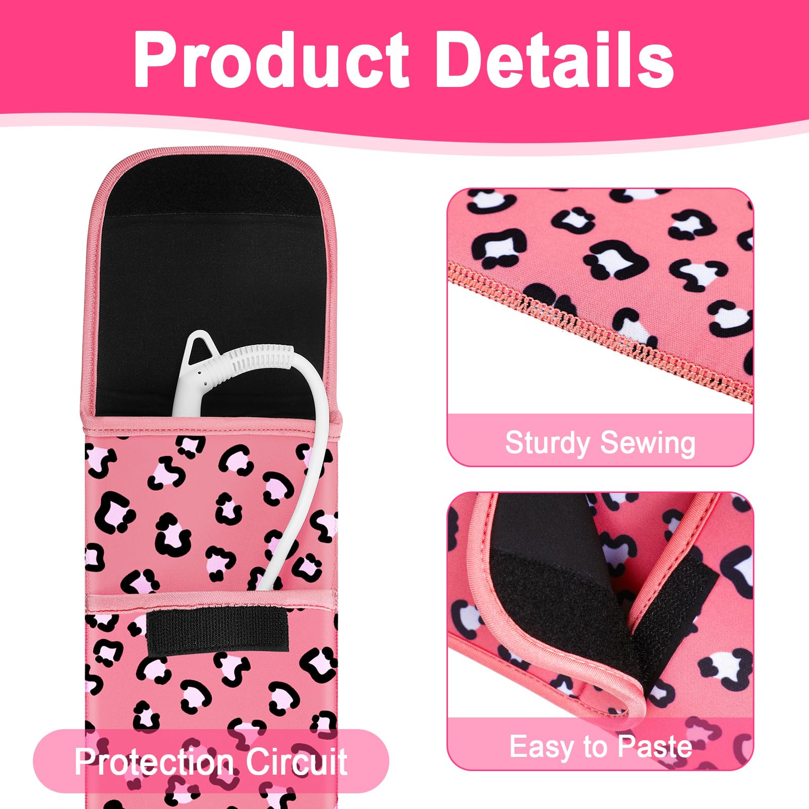 2 Pieces Flat Iron Case Holder Heat Resistant Curling Iron Neoprene Straightener Holder and Silicone Travel Mat for Hair Tools Curling Iron Organizer Bag or Daily Use(Cute Style)